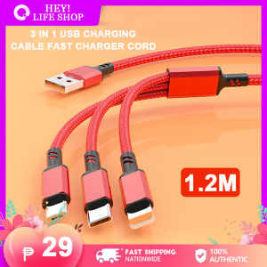 【3 In 1】Fast Charger Cable Charge Cord Nylon USB Charging Wire for Samsung Xiaomi Huawei Iphone Etc