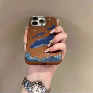 Luxury Cute Whale Case For Xiaomi Mi Lite 5G Ne Xiaomi For17 Pro Max 13 14 15 12 Pro 12T 13t 14t 15t Leather Texture Retro Cover
