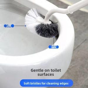 Long Handle Toilet Brush Household Cleaning Tool Soft Bristle Seat Cleaning Brush Wall Mounted Bathroom Sanitation Cleaner