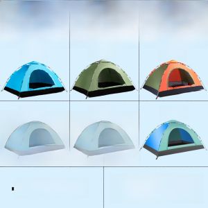 Automatic Outdoor Camping Tent Set for 3-4 People Hydraulic Double Layer Waterproof Sand Beach Family Kit Rainproof Leisure Style