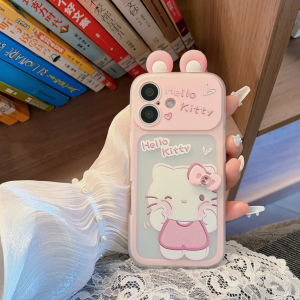 Sanrio | 3D Bow Sanrio Hello Kitty Rabbit Ears Lens Protection Case For iphone 13 14 16 15 17 Pro Max 17 Air With Lanyard Anti Drop Cover