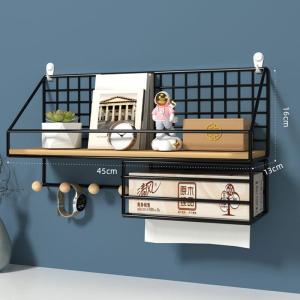 Modern Minimalist Wall Mounted Storage Rack Bedside Shelf Dormitory Upper Bunk Bed Hanging Basket Iron Material Kitchen Storage