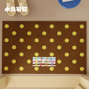 Retro Polka Dot Silk Circle Door Mat Customizable PVC Anti Slip Dirt Resistant Entrance Mat Home Use Floor Rug