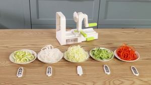 LMETJMA Vegetable Spiralizer Slicer 5 in 1 Rotary Cheese Vegetable Shredder Grater Foldable Veggie Pasta Spaghetti Maker JT319