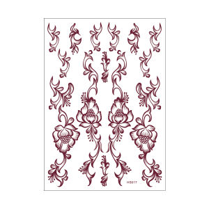 สติกเกอร์สักเฮนน่ากันน้ำสำหรับผู้หญิง ลายดอกไม้ สักปลอมสำหรับมือและร่างกาย สักชั่วคราวสำหรับงานแต่งงาน งานปาร์ตี้ และเทศกาล