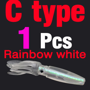 Topranc 1Pcs 100mm 8g 3 Colors Luminous Rubber Soft Bait Squid Rubber Skirt Squid Soft Lure for Squid Octopus Cuttlefish