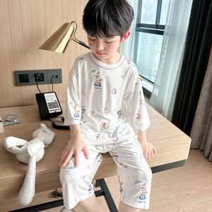 Childrens Summer Lightweight Modal Sleepwear Set Sleeveless Air Conditioning Home Clothes Thin Modal Fabric Boys Girls Baby