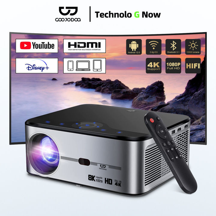 GOOJODOQ New touch screen Projector 4K 2023 WiFi projector  4k projector portable projector โปรเจคเตอร์  Android iOS wiFi HDMI projector portable double speaker Bluetooth เชื่อมต่อมือถือ คอมพิวเตอร์ iPad PS4 PS5