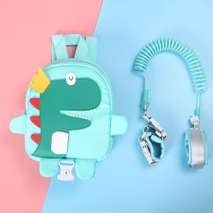 Hamshmoc Cute Dinosaur Children Anti-Lost Carrier Backpack Adjustable Breathable Bracelet Baby Wrist Link Traction Rope Multi-Function Toddler Kids Safety Harness with Lock
