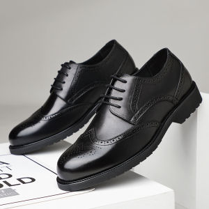 Genuine Leather Business Casual Mens Shoes Soft Sole Brogue Carving