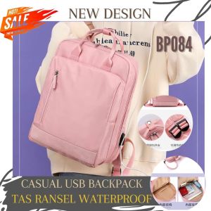 BP084 - TAS RANSEL LAPTOP PRIA WANITA IMPORT STYLISH BACKPACK CASUAL 13.3 14 15 INCH WATERPROOF + USB PORT IMPORT