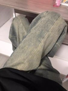 Retro High Waist Loose Fit Blue Denim Jeans for Women Summer Wide Leg Straight Cut Trousers Distressed Effect Youthful Style