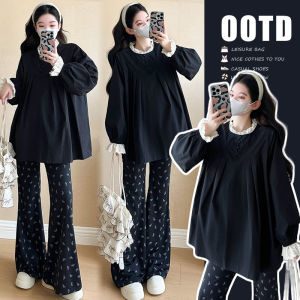 ชุดเสื้อเชิ้ตฤดูใบไม้ร่วงสำหรับคุณแม่ตั้งครรภ์ ชุดสองชิ้น แขนยาว ทรงหลวม ความยาวปกติ คอลเลกชั่นฤดูใบไม้ร่วง 2025