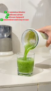 HODEKT Portable 2 in 1 Smoothie Blender for Diet juicer Two lids Juicer Fruit Blender USB Rechargeable Electric Fruit Mixer Milkshake