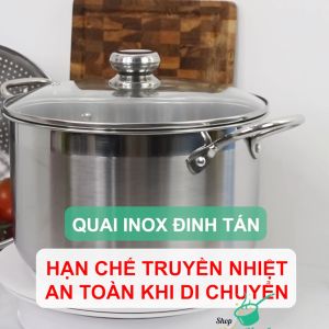 Bộ nồi xửng hấp FiveStar Standard inox 430 3 đáy nắp kính tặng 1 vá canh ( 24cm / 26cm / 28cm / 30cm / 32cm ) dùng được bếp từ hồng ngoại gas