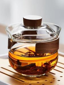 ชามชาแก้วขนาดใหญ่แบบแยกชิ้น ชุดชา ก้นน้ำ ไม่ร้อน ชามชาแก้ว ชุดชาสำหรับคนเดียว ชุดชาแบบจิ๋ว ชามชาแก้ว