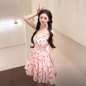 Gentle Cute Floral Waist-Cinching Slimming Dress