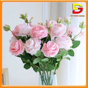 Set 5 Cành Hoa Mẫu Đơn Cao Cấp Hoa Giả Trang Trí Decor Phòng Khách Quán Cafe Quầy Giao Dịch Trung Tâm Thương Mại