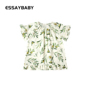 Original Essaybaby Summer Outfit for Baby Girls Short Sleeve T-Shirt And Skirt Set Thin Cotton Blend Bamboo Fiber Clothing