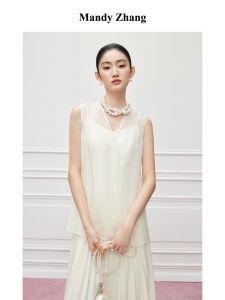 Silk Sleeveless V-Neck Upper Garment