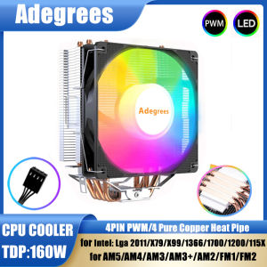 4 Heat Pipes CPU Air-cooled Cooler 4Pin PWM Tower Processor 120MM ventilador for Intel 1700 1200 1366 115X 2011 X79 X99 AM4 AM5