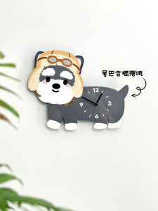 Original Schnauzer Swing Tail Wall Clock Art Clock Creative For Home Living Room Mute Decoration Cute Puppy Clock