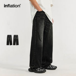 INFLATION brand Mens Youth 2024 Spring/Summer New Product Retro Brushed Wide Leg Jeans Street Fashion Brand Worn Loose Straight leg Pants