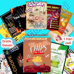 Stiker label makanan minuman kosmetik kue cemilan obat jamu botol toples murah kemasan