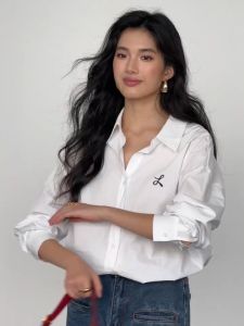 Ugmikdo White long sleeved shirt loose Korean version top for women