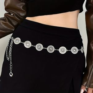 High-end retro versatile metal adjustable waist chain accessories new summer fashion simple belt to match skirt decoration.