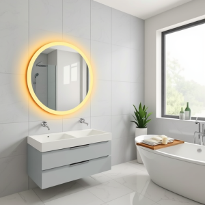Touch Screen Smart Anti-Fog Lighting Wall-Mounted Round Bathroom Mirror