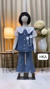 SETELAN JEANS NAGITA MIX BRUKAT BUNGA ANAK PEREMPUAN USIA 3 - 10 TAHUN / SET DENIM KRAH RENDA BRUKAT ANAK CEWEK TERBARU