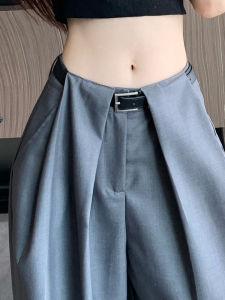 Fashionable Pleated Drapey Suit Pants Womens Loose Slim Straight High Waist Wide Leg Trousers Summer New Arrival Casual Pants