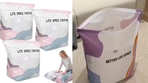 3PCS 3D Vacuum Storage Bags Vacuum Compression Bag Space Saving Pumpless Vacuum Storage Bags Waterproof Reusable Organizer