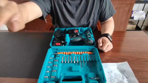 JS Mesin Bor Cordless 2 Baterai Cas 10mm Bor Listrik Bor Tangan Baterai Besi Tembok Cordless Drill