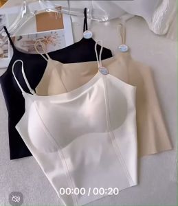 เสื้อสายเดี่ยว แฟชั่น งานสีพื้น มีฟองน้ำในตัว ผ้านิ่ม เย็น ลื่น ใส่เที่ยว ใส่ซับใน สวมใส่สบายสุดๆ🚚✔