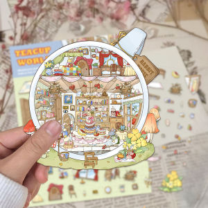 Numerous Styles of Cartoon Landscape Stickers Miniature Worlds Small Creative 3D Cabins Decompression DIY Scenes PET Sticker