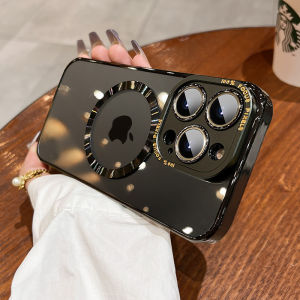 HOCE Metal Camera Protective Magnetic Phone Cases For iPhone 15 14 13 12 Pro Max 14 15 Plus Magsafe Case Luxury Plating Frame Clear Hard PC Back Cover