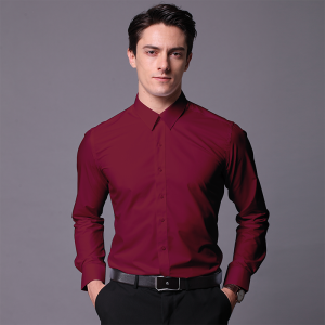 Maroon Wedding Groomsmen Shirt Three-Piece Suit Mens Fashion Urban Style Button down Collar Long Sleeve Formal Wear