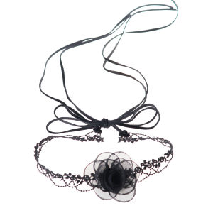 Màu Đen Vòng Cổ Choker Có Nút Thắt Hoa Hồng Trà Thiết Kế Dây Chuyền Xương Đòn Phụ Kiện Phong Cách Cổ Tích Mùa Hè Thời Trang Chất Liệu Hợp Kim Dành Cho Nữ