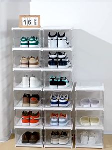 ตู้ใส่รองเท้า กล่องรองเท้า ติดตั้งง่าย พับได้ แข็งแรง โปร่งใส กล่องเก็บของ