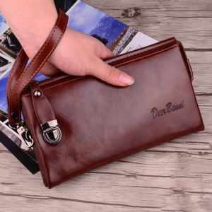 กระเป๋าหนังแท้ทรงถุงมือสำหรับผู้ชาย ความจุขนาดใหญ่ สไตล์ลำลอง กระเป๋าสะพายข้างแบบเกาหลี กระเป๋าถือแบบปิดซิป กระเป๋าใส่ธนบัตร