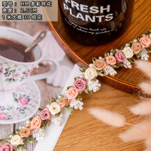 Colorful Embroidered Lace Trim DIY Headwear Decoration Handmade Flower Beads Adhesive Fabric Accessories Country Style Home Textile