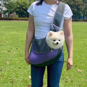 Túi vận chuyển chó mèo nhỏ đeo chéo bằng lưới xốp thoáng khí (mẫu mới) - Love Pets Shop
