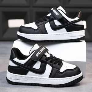 Boys Spring Autumn Panda Print Leather Surface Sports Shoes Breathable Comfortable Rubber Outsole Anti-Slip Casual Shoes