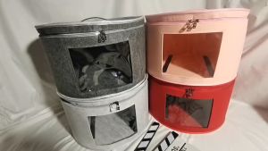 Travel Hat Box Organizer with Round Foldable Hat Storage Bag and Dustproof Lid