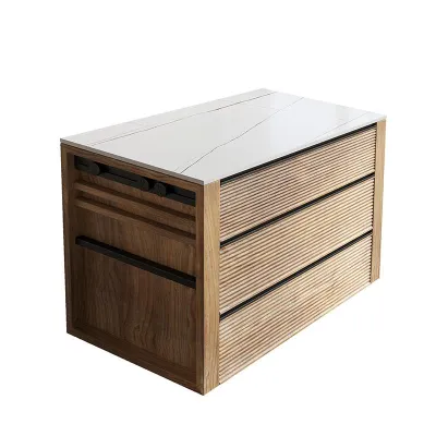 Scandinavian Solid Wood Ceramic Countertop Kitchen Island Coffee Prep Table