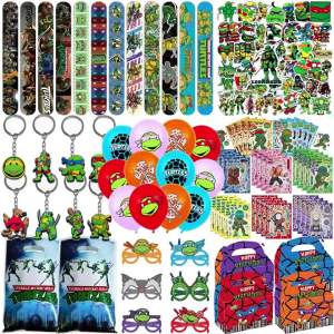 Potdemiel | Cartoon Turtles Party Favors Supplies Ninjas Sticker Gift Bag Keychain Balloons for Surprise Birthday Party Carnival Prizes Gift