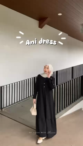 Ani Lebaran Bahan Knit By Lanre Dress Dengan Kancing Emas Mewah Lembut Muslim Simple Gamis Muslimah Dress Lebaran