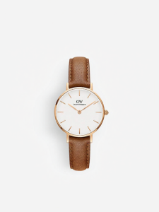 Daniel Wellington | Đồng hồ nữ Petite mặt 28mm dây da màu vàng hồng đá quý phong cách sang trọng nhẹ nhàng